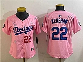 Women's Los Angeles Dodgers #22 Clayton Kershaw Pink 2025 Tokyo Series Limited Stitched Jersey,baseball caps,new era cap wholesale,wholesale hats